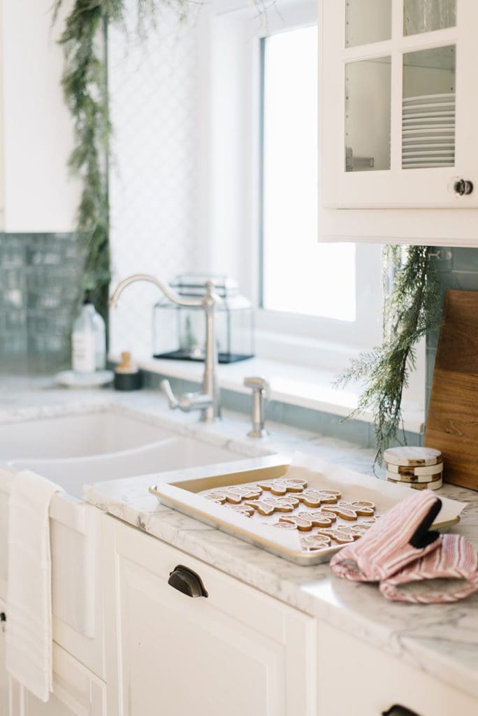 Gingerbread cookies are yummy and double as Christmas decor sitting on the counter.