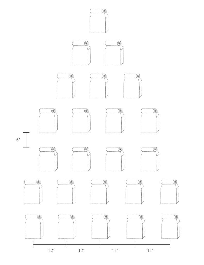 Spacing diagram for advent calendar tree