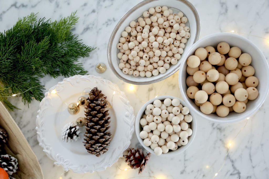 bowls of wooden beads