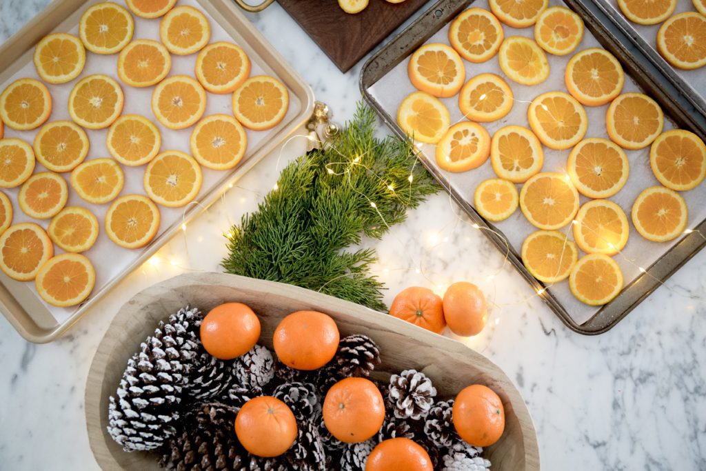 orange slices on baking trays
