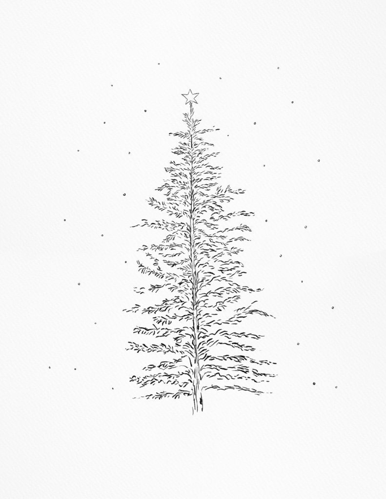 Free printable holiday art print - starry night tree