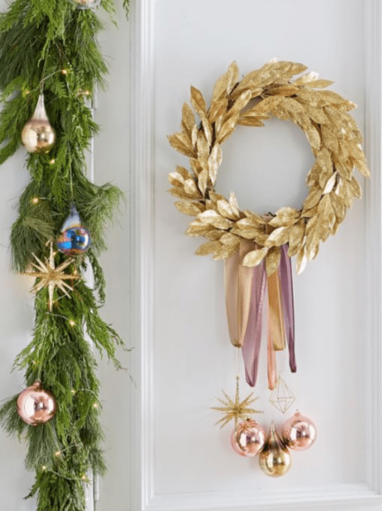 Add ornaments to your holiday wreath
