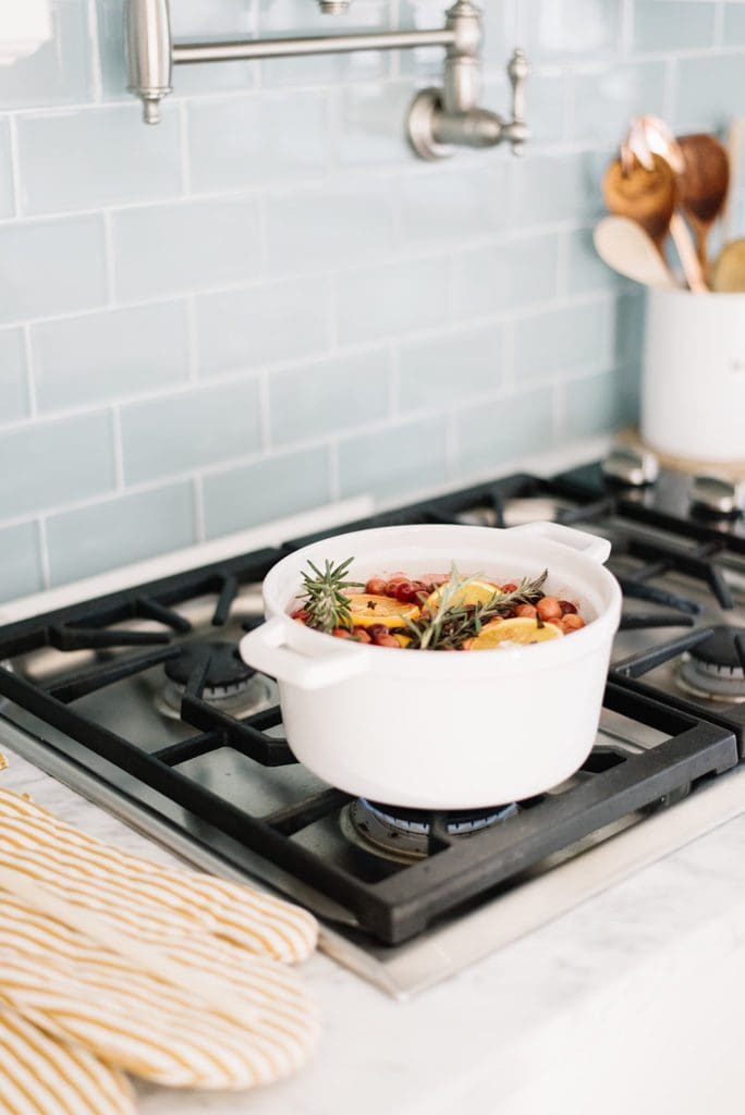 white pot of stovetop potpourri