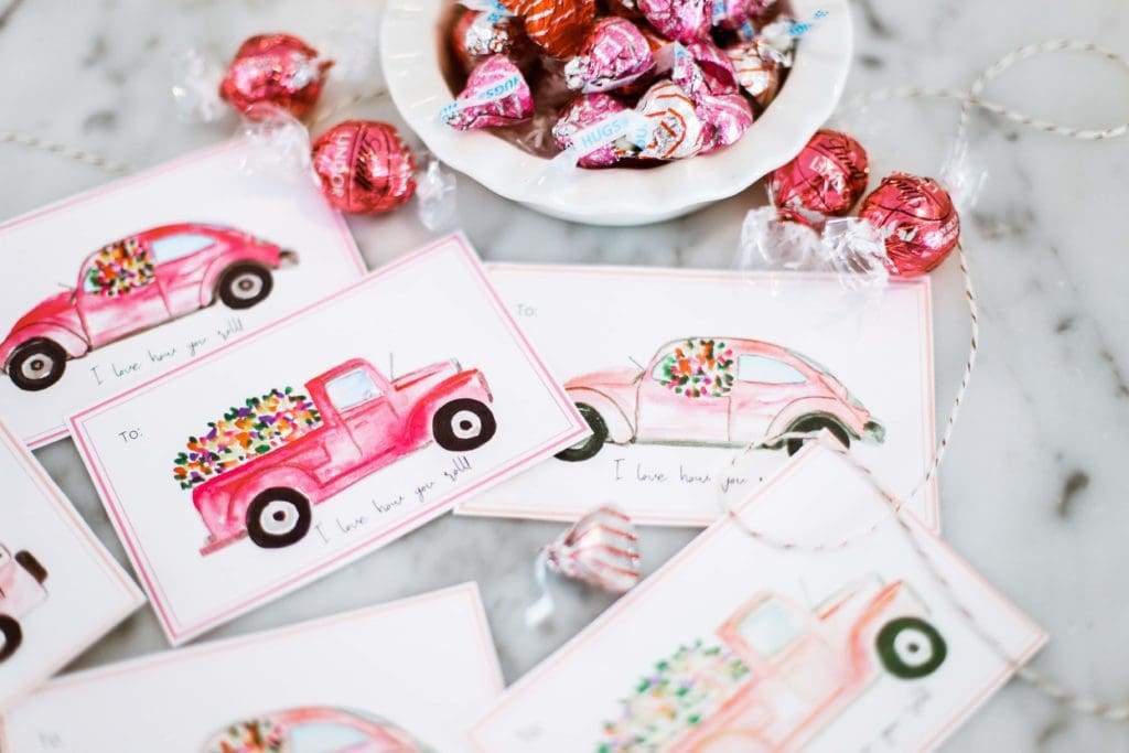 valentines day cards and bowl of candy