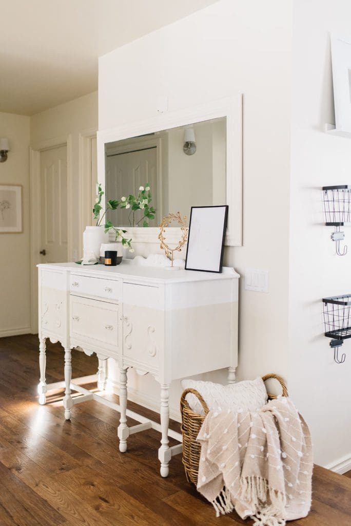 Neutral white farmhouse side table