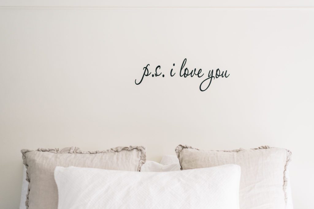 P.S. I love you decal above the master bed