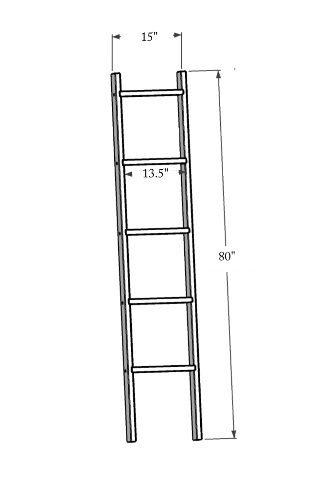 Diagram of rolling ladder dimensions