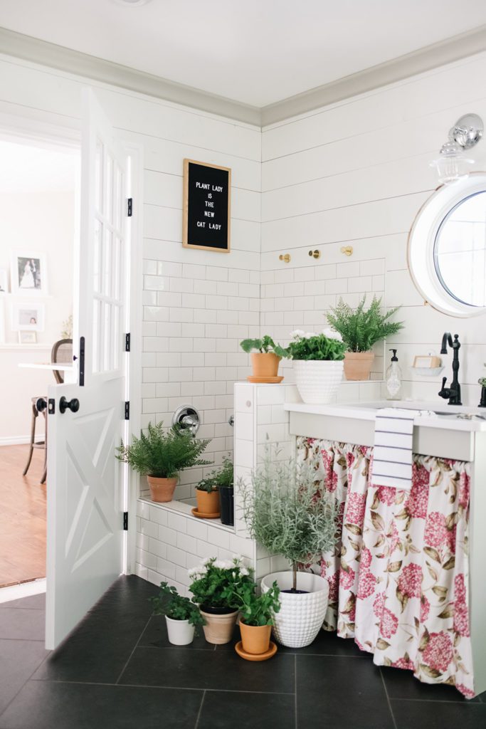 A mudroom filled with plants - simple spring decor ideas