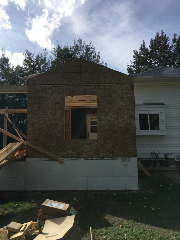 side view of mudroom extension 