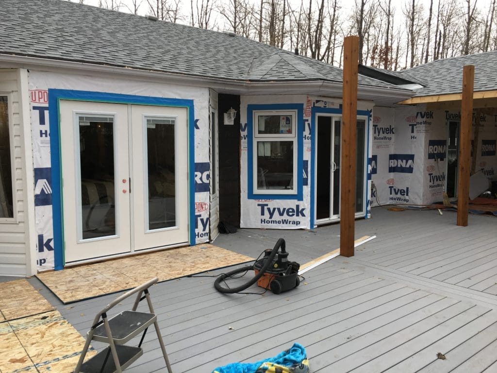 pergola posts in grey deck