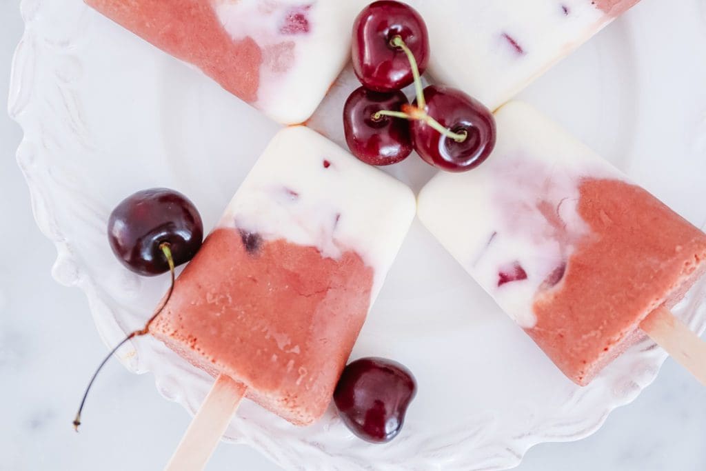 cherry creamsicles on a plate