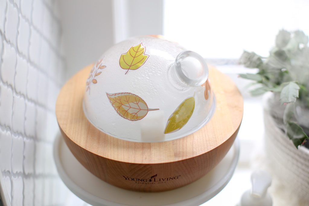 Decorated diffuser - fall leaf stickers on Young Living Aria Diffuser