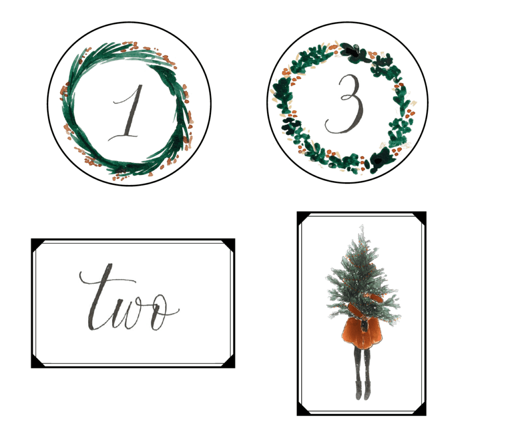 printable Christmas advent calender tags