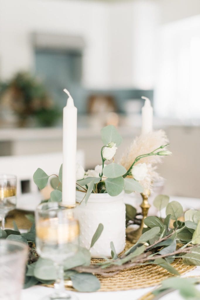 Table Decorations with Candles and Flowers - Happy Happy Nester