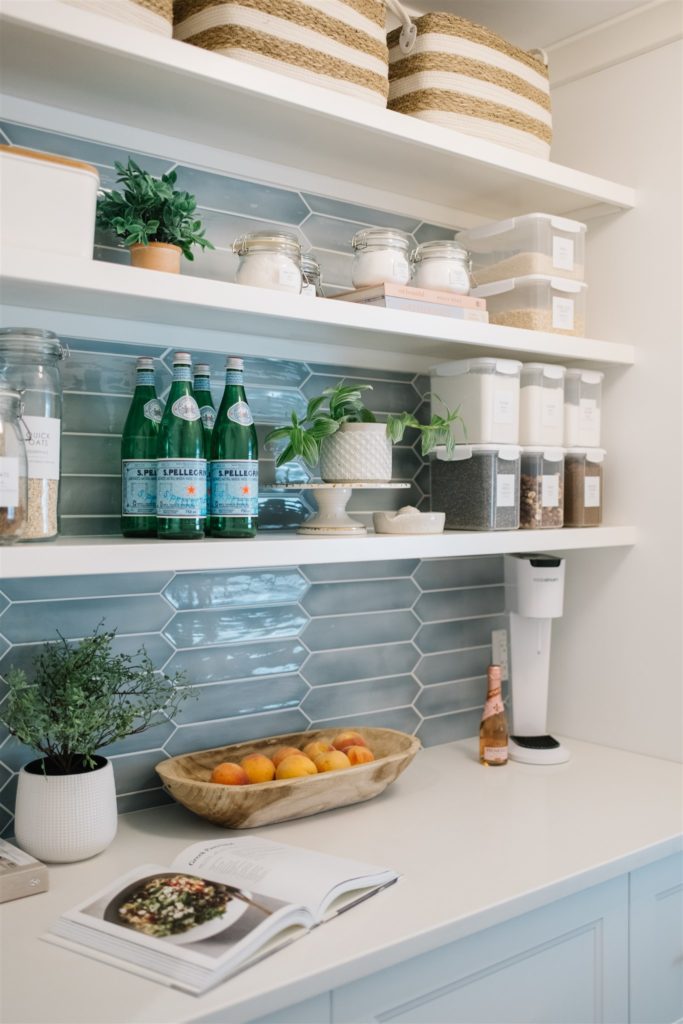 open shelving in a pantry