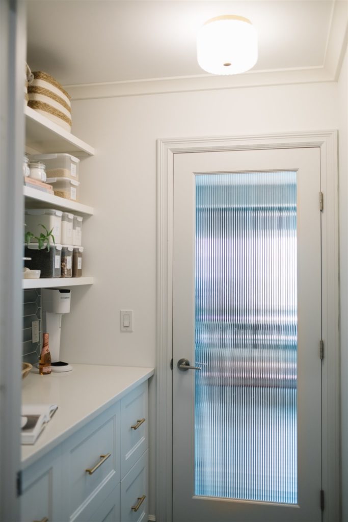 glass door in a pantry