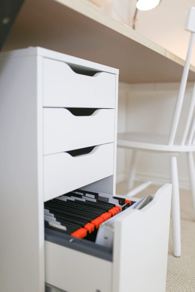 drawer unit open showing files