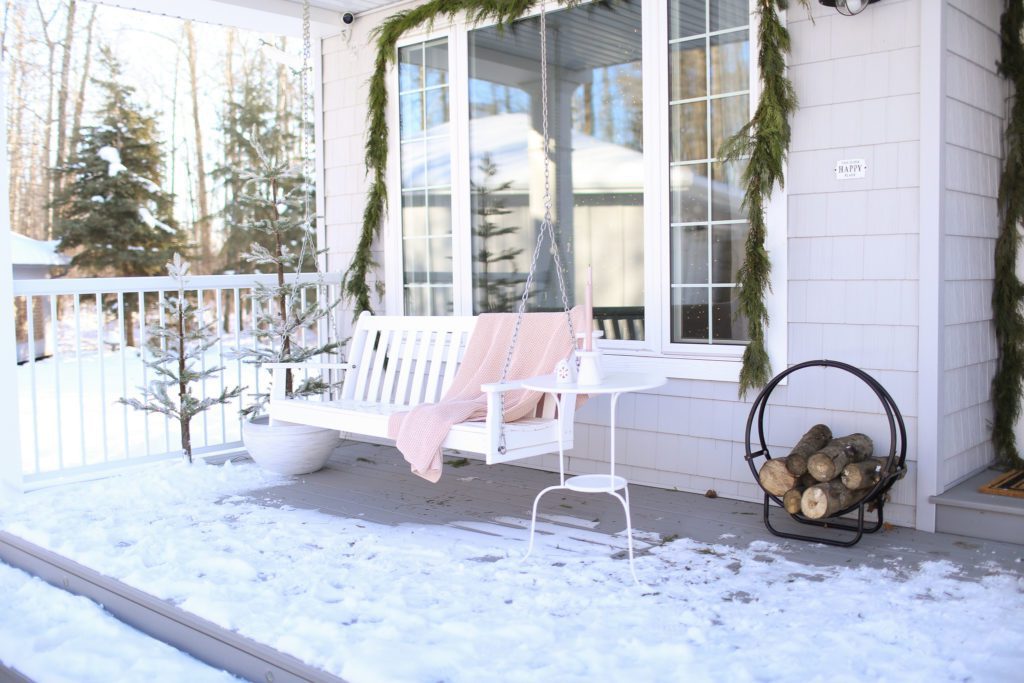Snowy front porch