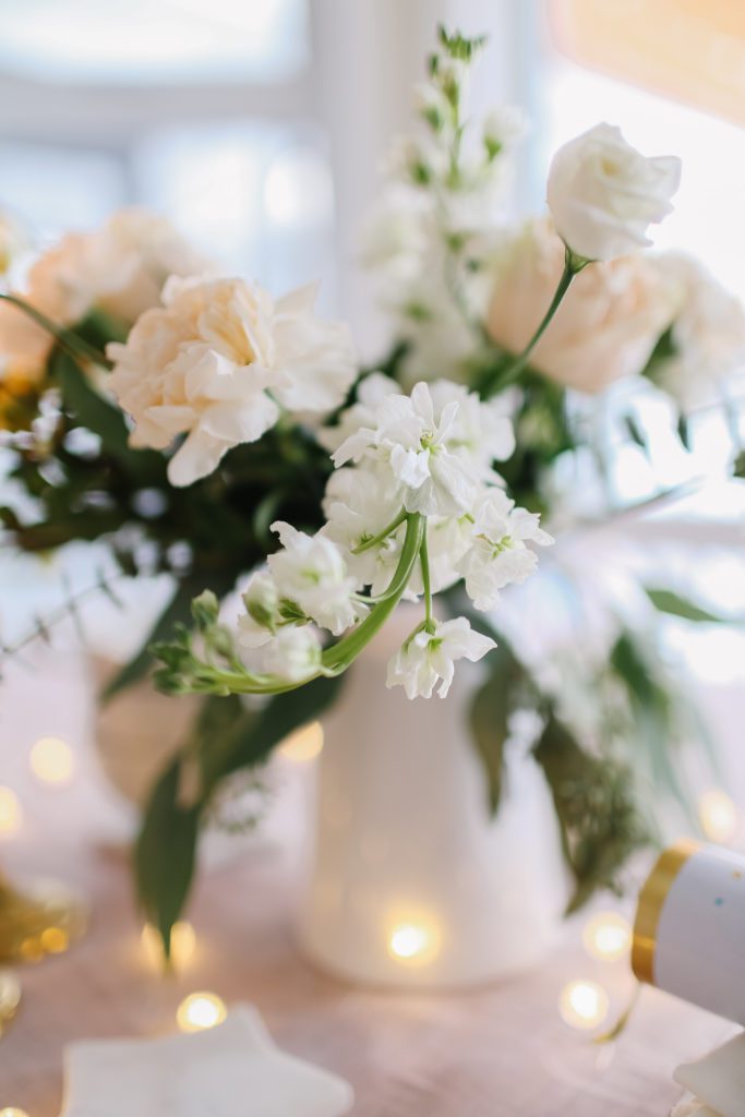 Delicate white flowers in an arrangement