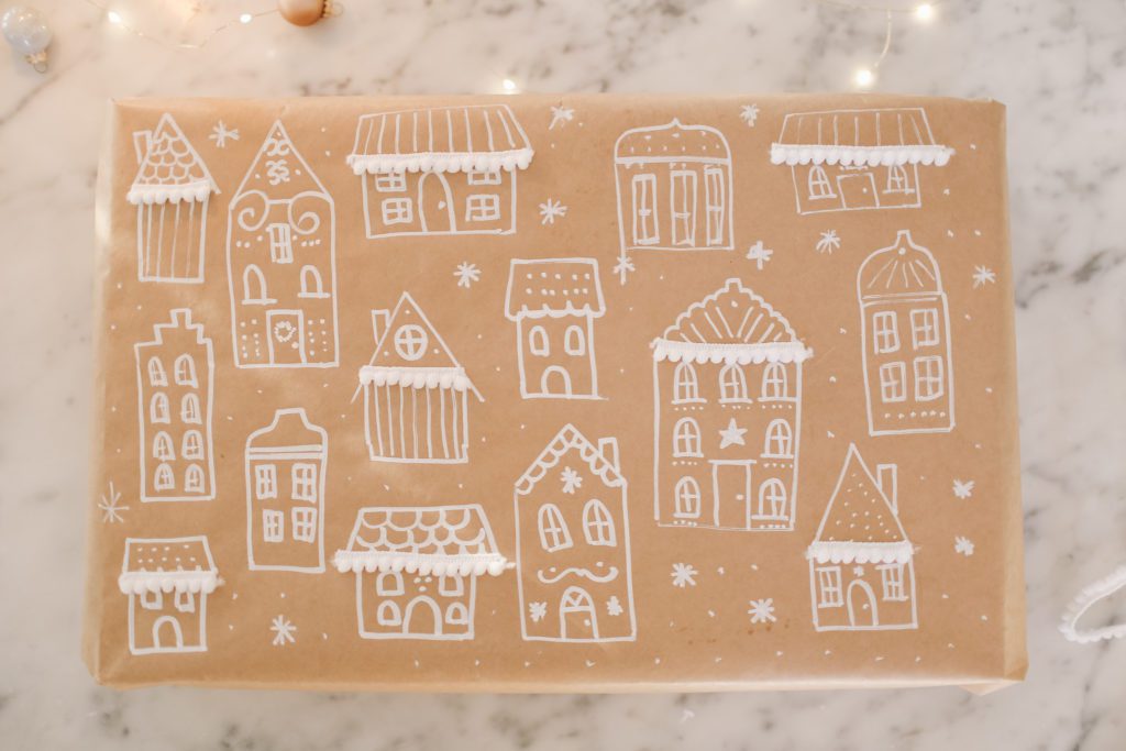 hand drawn gingerbread gift wrap paper