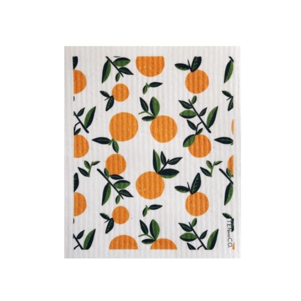 sponge cloth with orange print