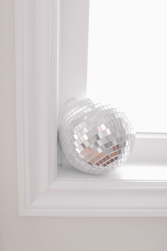 A close up of a disco ball