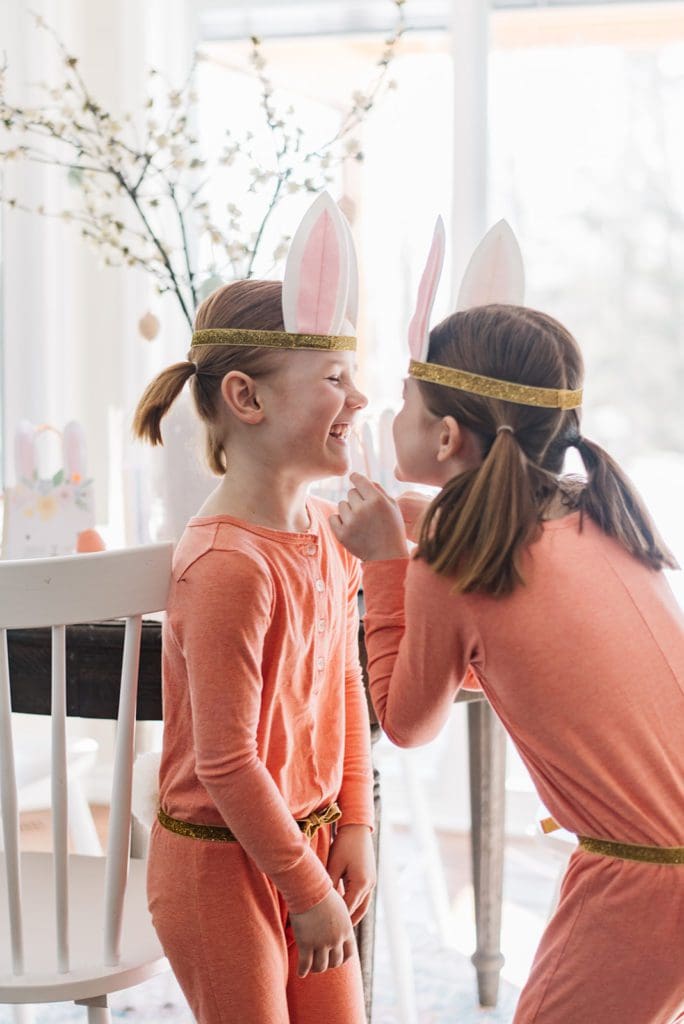 2 Little girls with bunny ears