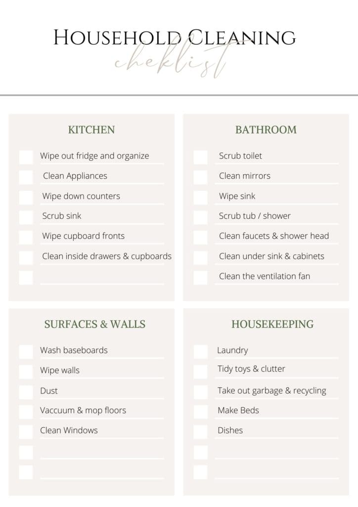 Household cleaning checklist - sign up at the bottom of this post to get free printable cleaning charts