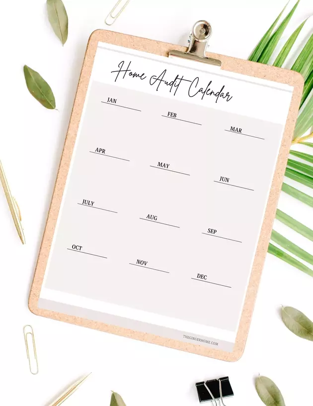 Home Audit Calendar page with space to plan projects for each month of the year