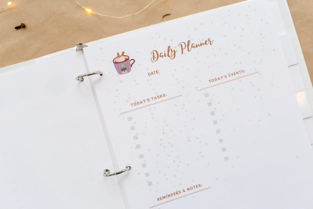Daily planner sheets